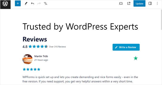 Review Feed Example แสดงรีวิวจากเว็บTrustpilot ด้วย Reviews Feed Pro - WPThaiuser by Ruk-Com