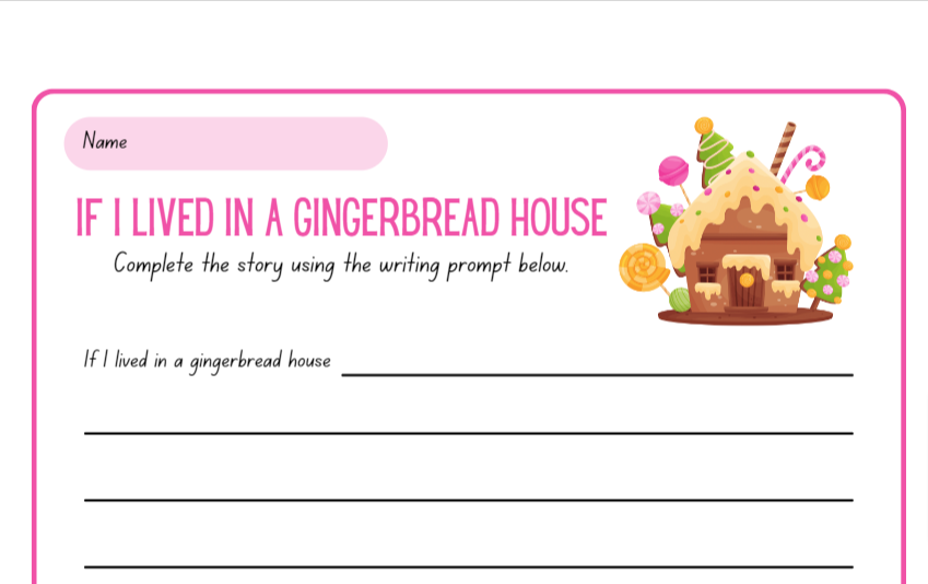 A card with a gingerbread house and text

Description automatically generated