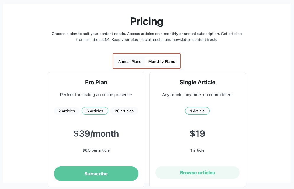 A screenshot of a pricing table

Description automatically generated