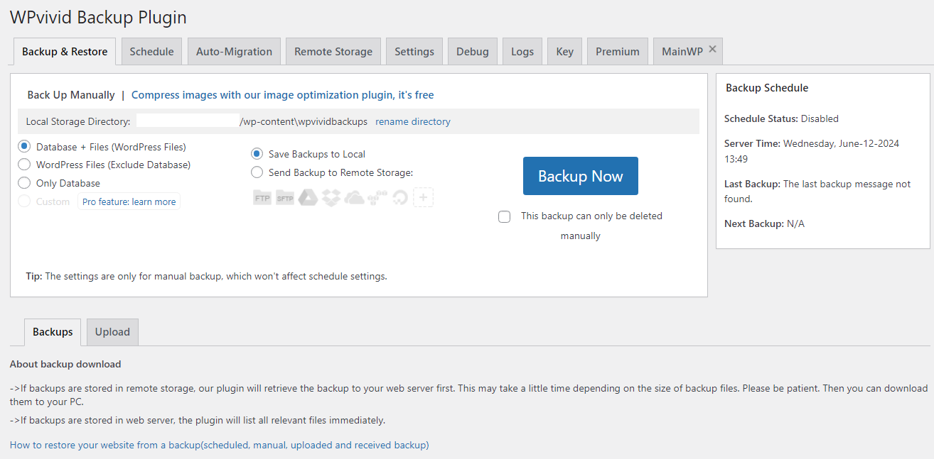 Backup ข้อมูลอย่างปลอดภัยด้วย WPvivid - WPThaiuser by Ruk-Com