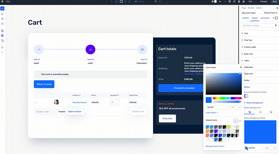 โมดูล Woo Cart และ Checkout สำหรับ Divi 5 เปิดให้ใช้งานแล้ว ...